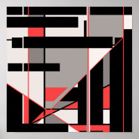 Red Black Grey White Geometric MCM-like Design