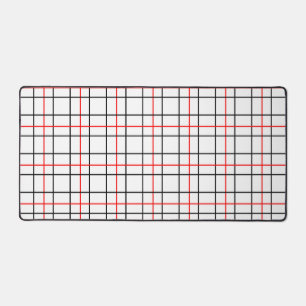 Red Black Grid Lines Plaid Design Desk Mat