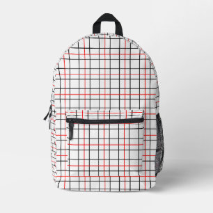 Red Black Grid Lines Plaid Design Printed Backpack
