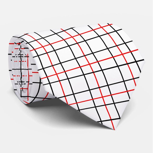 Red Black Grid Lines Plaid Design  Tie (Creator Uploaded)