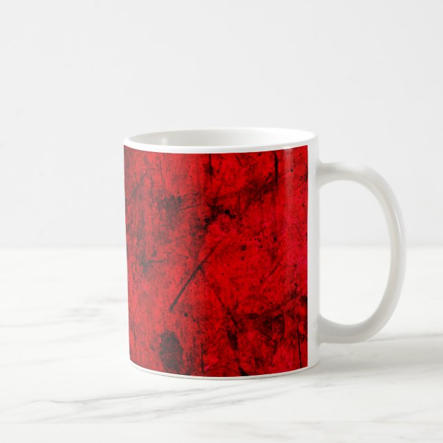 Red Black grunge abstract digital graphic art Coffee Mug (Right)
