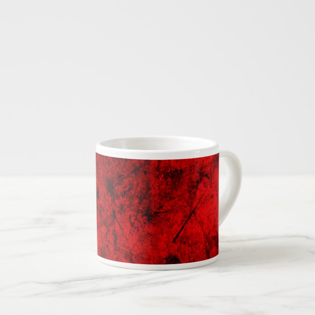Red Black grunge abstract digital graphic art Espresso Cup (Front Right)