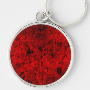 Red Black grunge abstract digital graphic art Key Ring