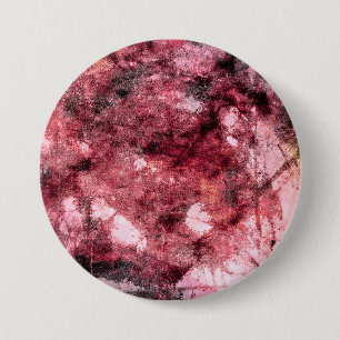 Red black grunge abstract paint brush modern art 7.5 cm round badge