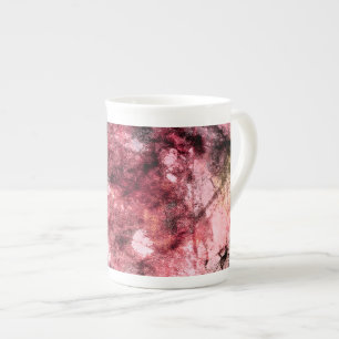 Red black grunge abstract paint brush modern art bone china mug