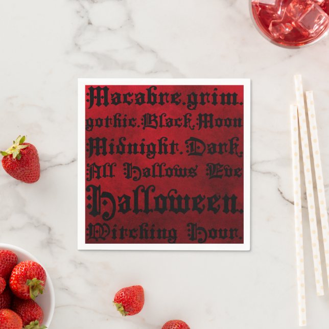 Red & Black Grunge Gothic Napkin (Insitu)