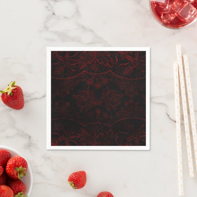 Red & Black Grunge Gothic Napkin (Insitu)