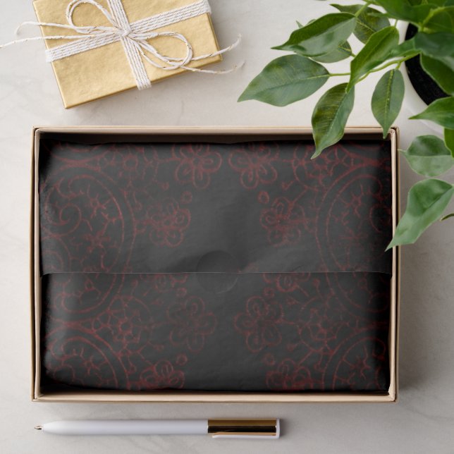 Red & Black Grunge Gothic Tissue Paper (Gift)