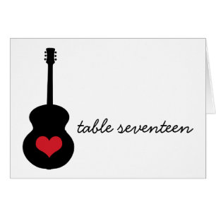 Red/Black Guitar Heart Table Number Card