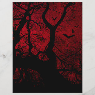 Red & Black Halloween Silhouettes Scrapbook Paper