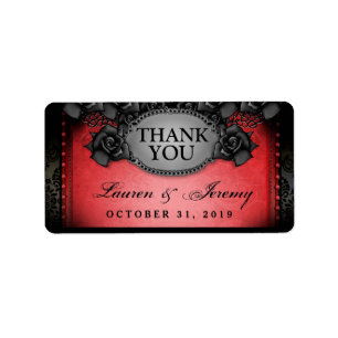 Red & Black Halloween Wedding Thank You Labels