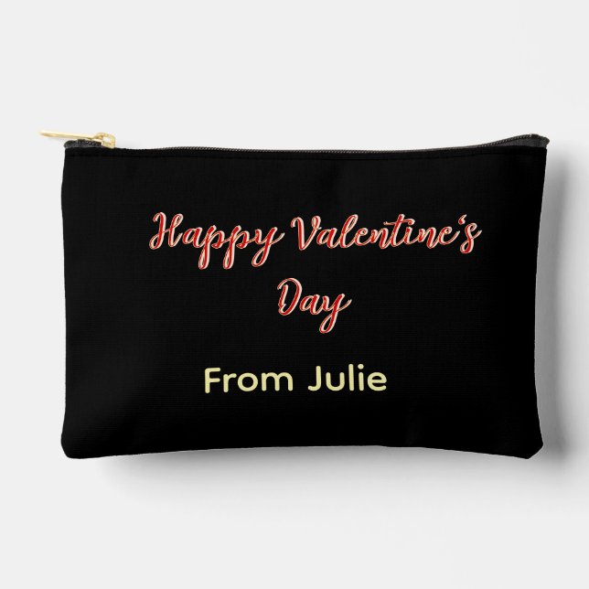 Red black happy Valentine's day from name stylish  Accessory Pouch (Front)