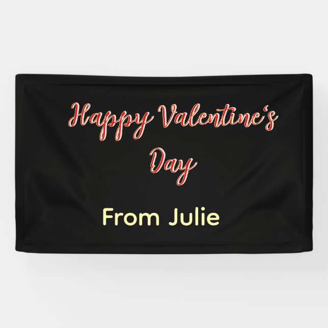 Red black happy Valentine's day from name stylish  Banner (Horizontal)