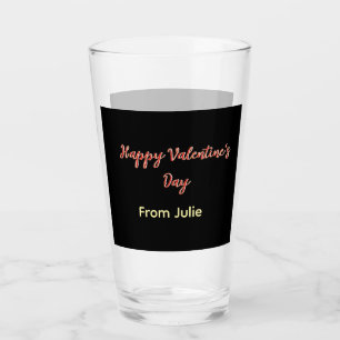 Red black happy Valentine's day from name stylish Glass