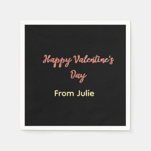 Red black happy Valentine's day from name stylish Napkin