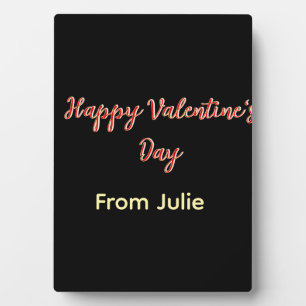 Red black happy Valentine's day from name stylish  Plaque