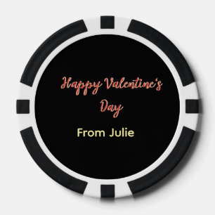 Red black happy Valentine's day from name stylish  Poker Chips