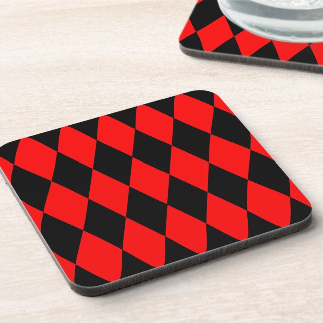 Red Black Harlequin Diamonds Checkers Design  Coaster (Creator Uploaded)