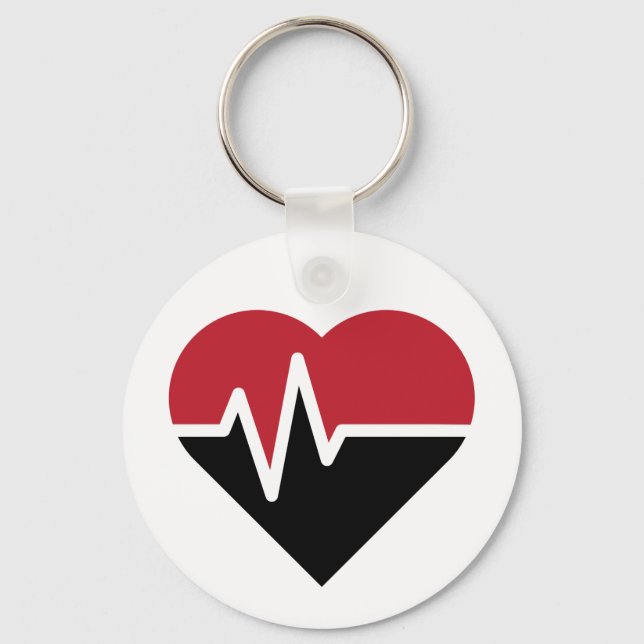 Red-Black Heart Beats Key Ring (Front)