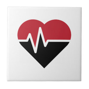 Red-Black Heart Beats Tile