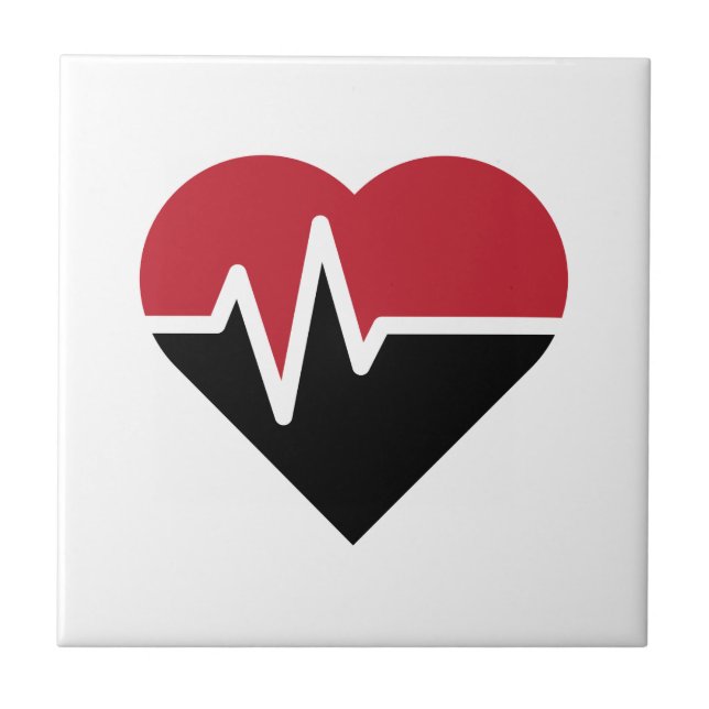 Red-Black Heart Beats Tile (Front)