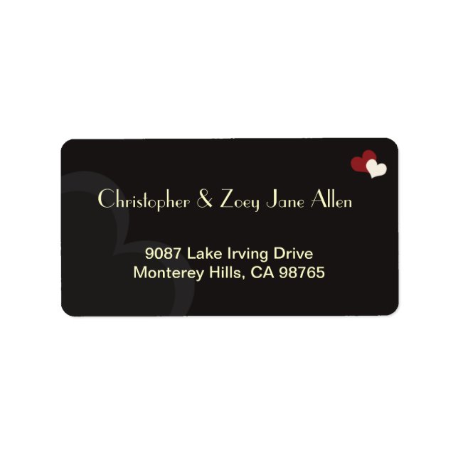 Red & Black Hearts Address Label (Front)