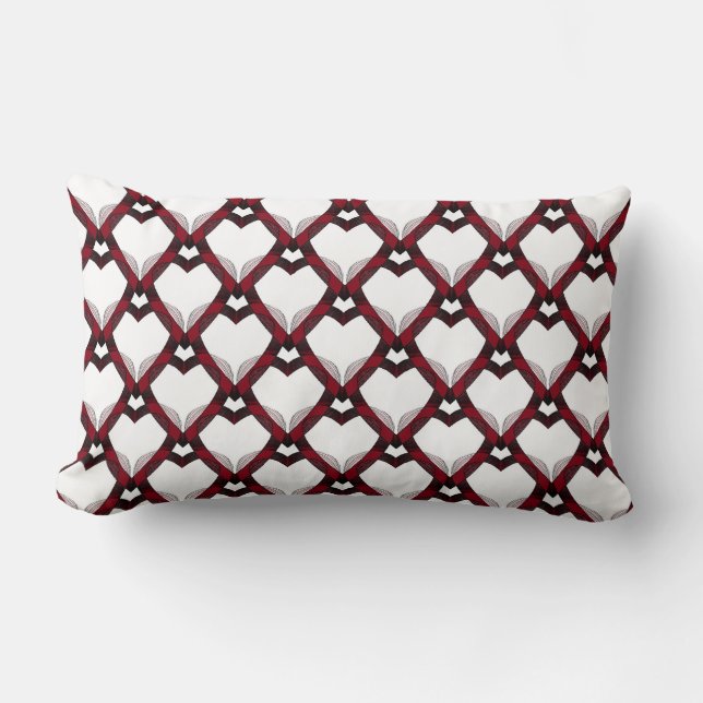 Red Black Hearts Lumbar Cushion (Front)