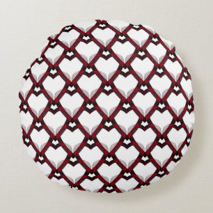 Red Black Hearts Round Cushion