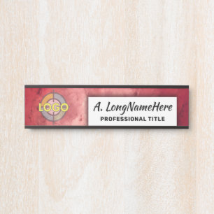 Red & Black High-Energy Workspace Nameplate Office