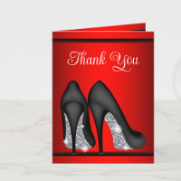 Red Black High Heel Shoe Thank You Cards