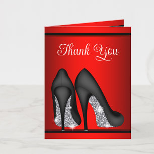 Red Black High Heel Shoe Thank You Cards