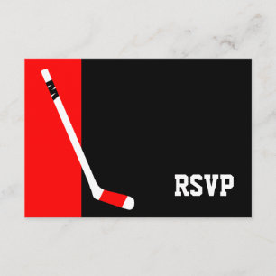Red Black Hockey Bar Mitzvah RSVP