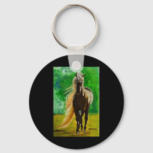 Red Black Horses Horseback Riding Horse Lovers Flo Key Ring
