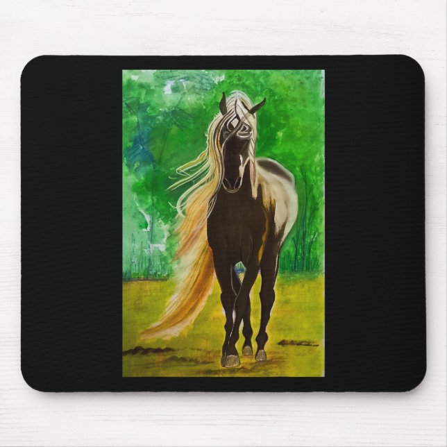 Red Black Horses Horseback Riding Horse Lovers Flo Mouse Pad (Front)