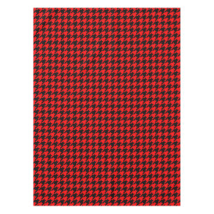 Red Black Houndstooth Check Tablecloth