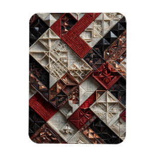 Red Black Ivory Micro Mosaic 3D Geometric Magnet