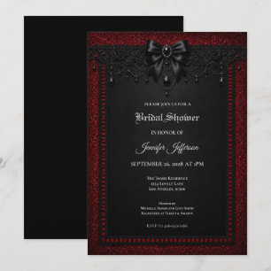 Red Black Lace Gothic Bridal Shower invitation
