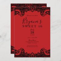 Red & Black Lace Masquerade Sweet 16 