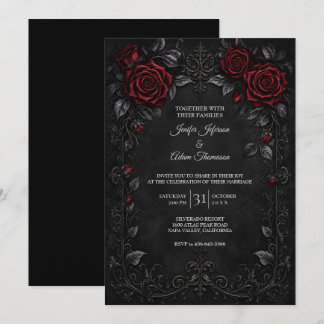 Red Black Lace Wedding Invitation