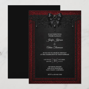 Red Black Lace Wedding Invitation