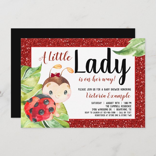 Red Black Ladybug Baby Shower Invitation (Front/Back)