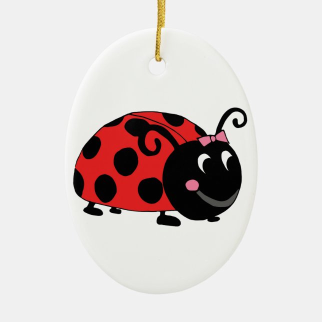 Red Black Ladybug Ceramic Tree Decoration (Front)