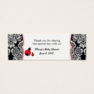 Red Black ladybug damask baby shower favour tag