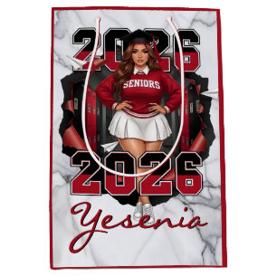 Red & Black Latina Class of 2026 Senior Graduation Medium Gift Bag