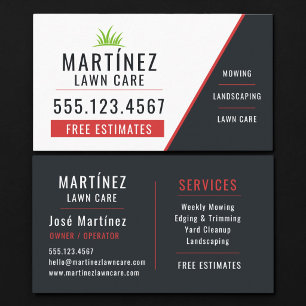 Red & Black Lawn Care Landscaping Grass Cutting Business Card