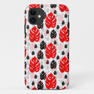 Red Black Leaf Illustration Pattern Design Case-Mate iPhone Case