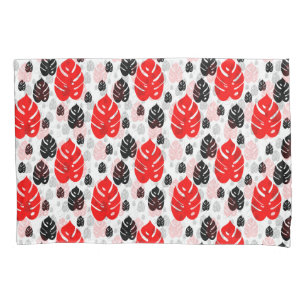 Red Black Leaf Illustration Pattern Design  Pillowcase