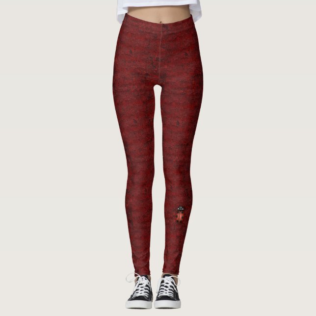 RED/BLACK LEGGINGS WITH RED LADYBUG (Front)