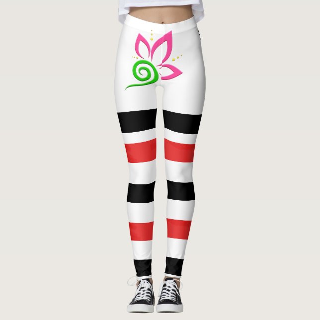 Red black line Leggings (Front)