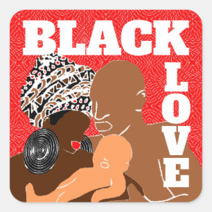red Black Love Brown Love Black Family Square Sticker